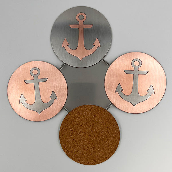 J&R Senior Sheetmetal copper Anchor coasters