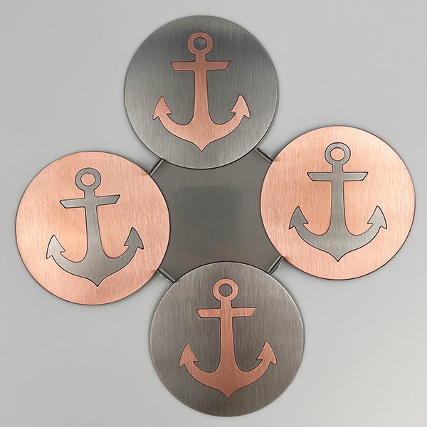 J&R Senior Sheetmetal copper Anchor coasters